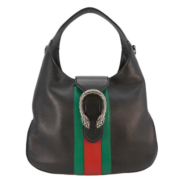 Gucci Dionysus Medium Web Leather Hobo Shoulder Bag Black - Picture 2 of 13